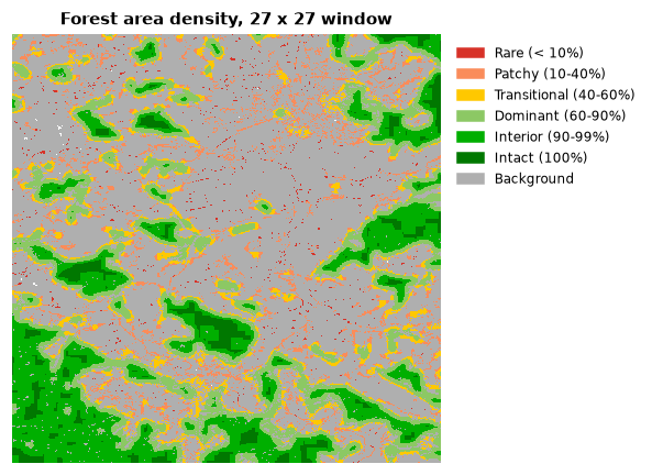 Forest area density, 27 × 27 window