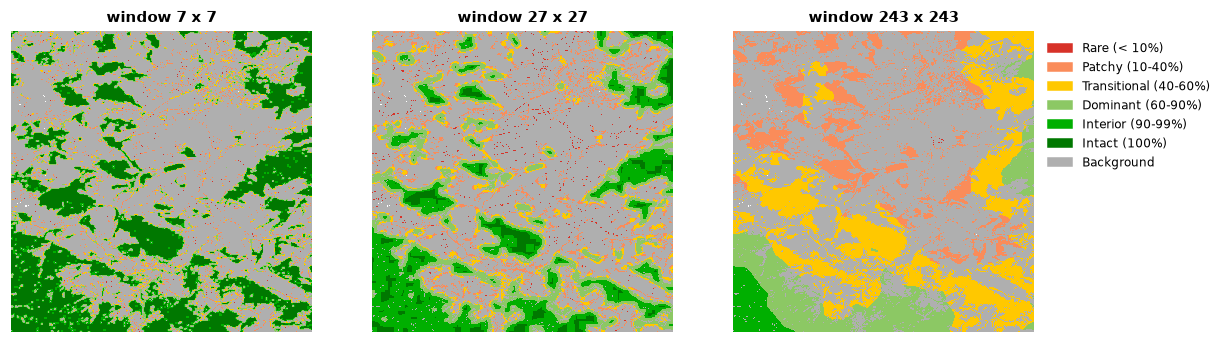 Density at three observation scales